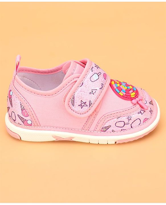 Cute Walk by Babyhug Velcro Closure & Candy Applique Casual Shoes - Pink