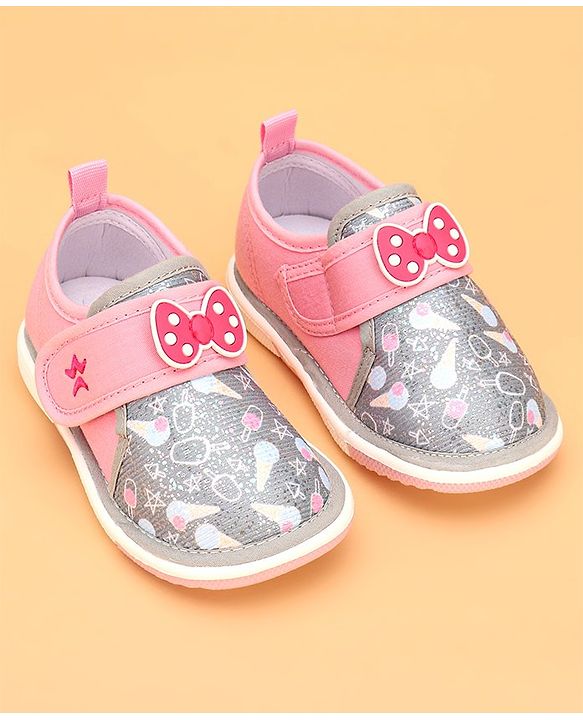 Cute Walk by Babyhug Velcro Closure & Bow Applique Casual Shoes - Pink