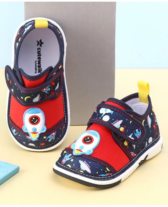 Cute Walk by Babyhug Casual Shoes With Velcro Closure Space Rocket Patch - Navy Blue
