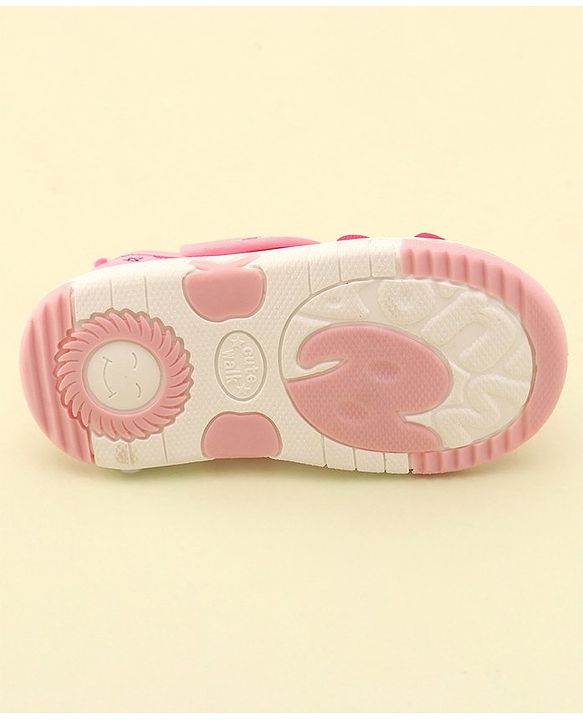 Cute Walk by Babyhug Slip On Musical Sandals with Velcro Closure & Stars Print - Pink