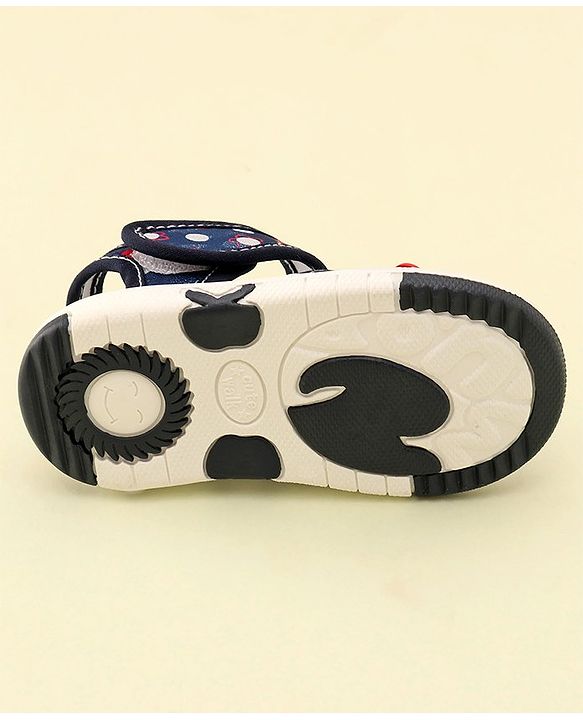 Cute Walk by Babyhug Velcro Closure Musical Sandals With Floral Applique- Blue