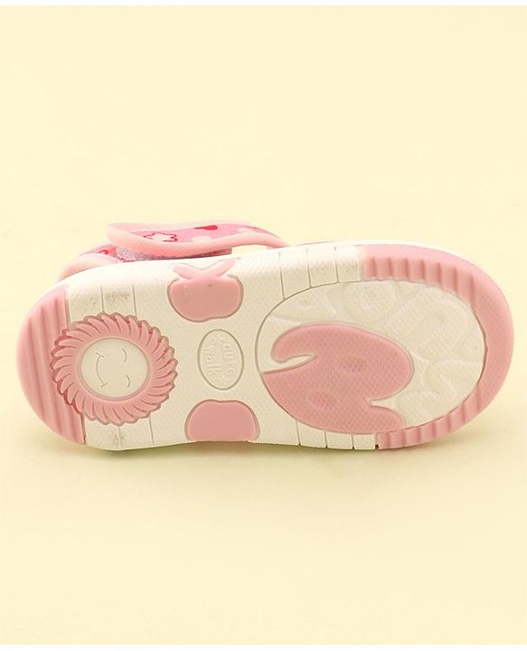 Cute Walk by Babyhug Velcro Closure Musical Sandals With Floral Applique- Pink