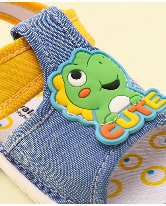 Cute Walk by Babyhug Slip On Musical Musical Sandals with Dino Applique & Velcro Closure - Denim