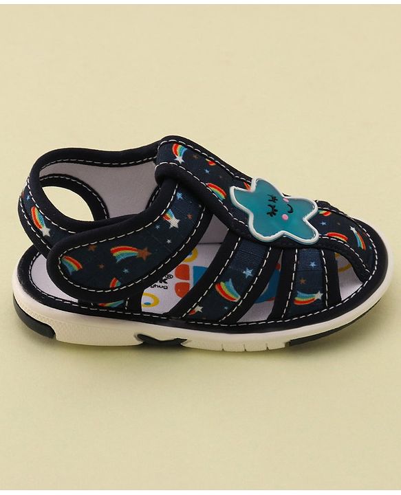 Cute Walk by Babyhug Musical Sandals with Velcro Closure & Star Applique - Navy