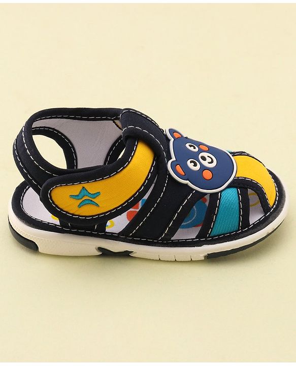 Cute Walk by Babyhug Velcro Closure Musical Sandals With Teddy Patch-Blue