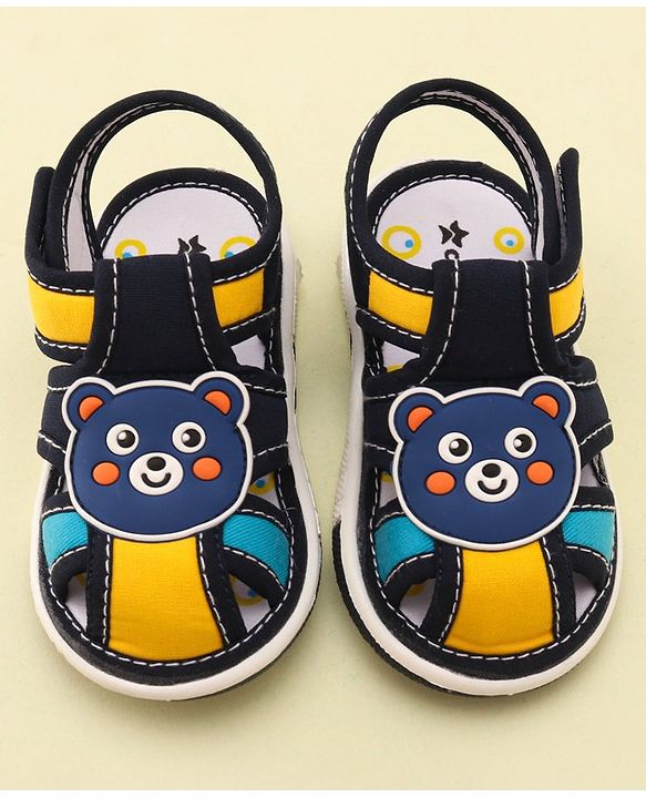 Cute Walk by Babyhug Velcro Closure Musical Sandals With Teddy Patch-Blue