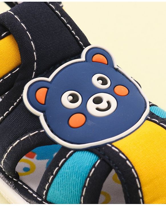 Cute Walk by Babyhug Velcro Closure Musical Sandals With Teddy Patch-Blue