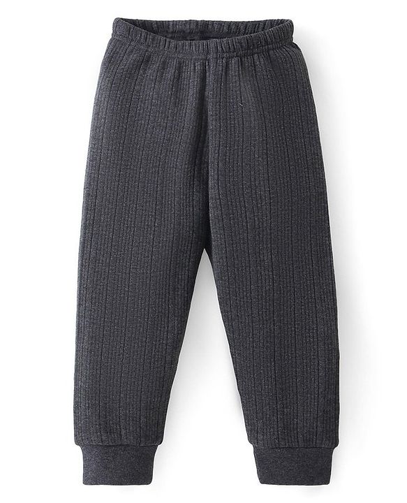Babyhug Full Length Solid Color Thermal Pant-Dark Grey