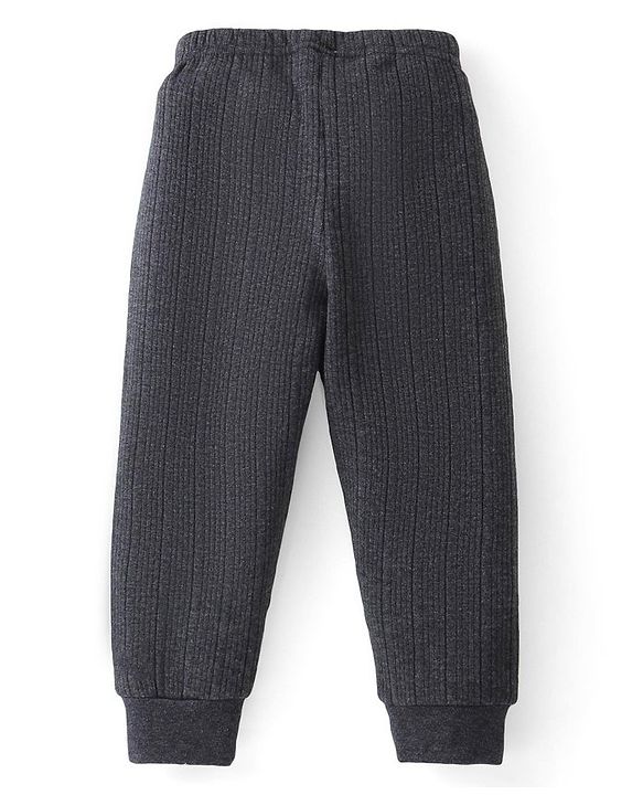 Babyhug Full Length Solid Color Thermal Pant-Dark Grey