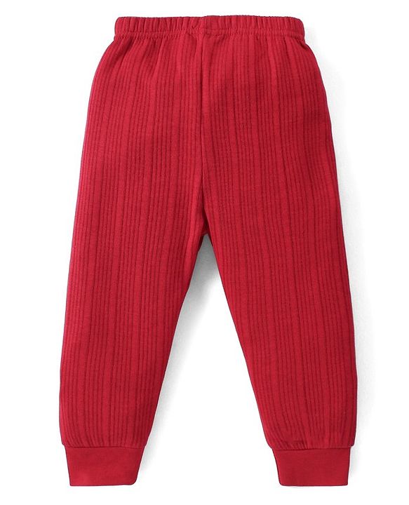 Babyhug Full Length Solid Color Thermal Pant - Red