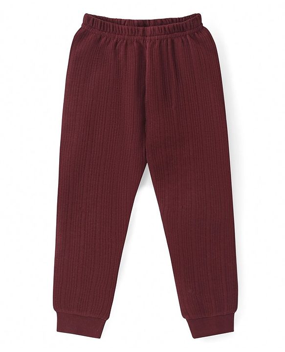 Babyhug Full Length Solid Colour Thermal Wear Pant - Brown