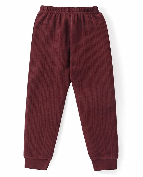Babyhug Full Length Solid Colour Thermal Wear Pant - Brown