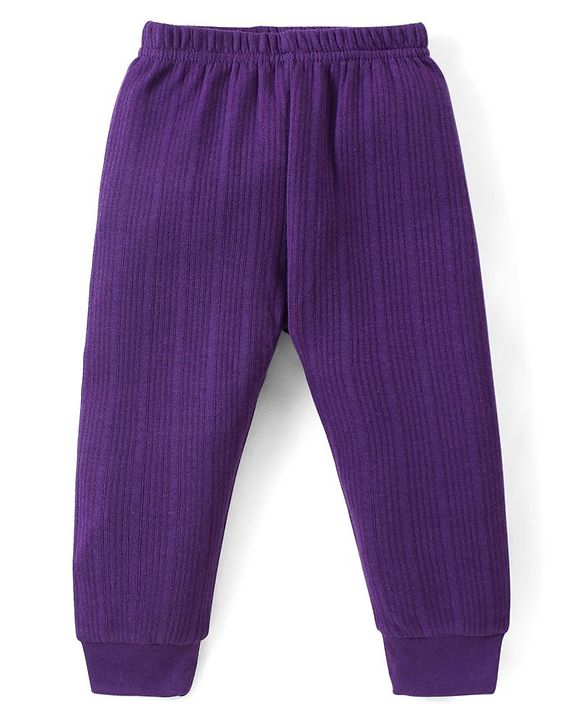 Babyhug Full Length Solid Color Thermal Pant - Purple