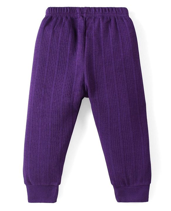 Babyhug Full Length Solid Color Thermal Pant - Purple