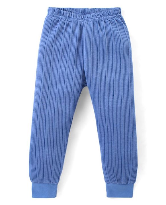 Babyhug Full Length Solid Colour Thermal Pant - Blue