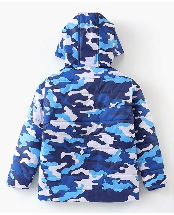 Pine Kids Full Sleeves Front Open Hoodie with Camouflage Print & Pockets - Multicolour