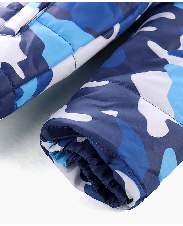 Pine Kids Full Sleeves Front Open Hoodie with Camouflage Print & Pockets - Multicolour