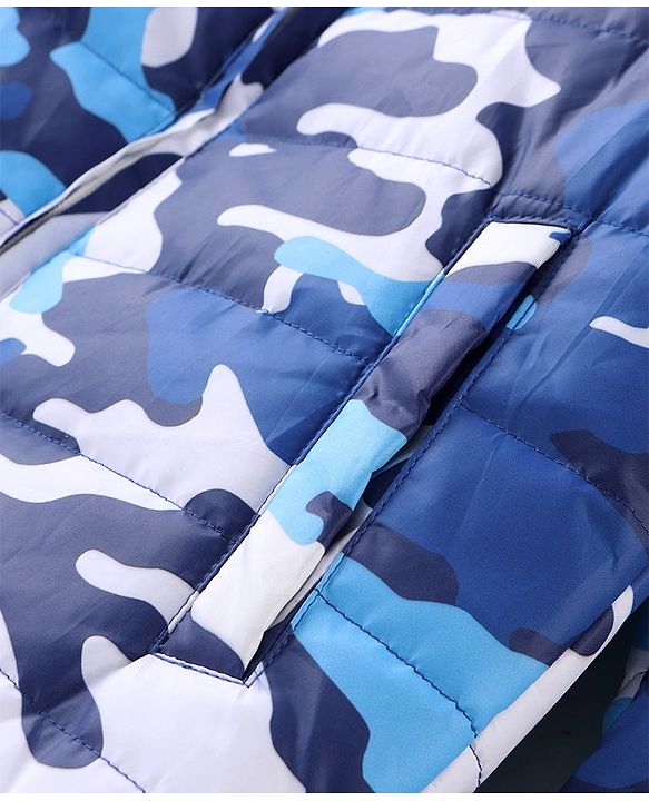 Pine Kids Full Sleeves Front Open Hoodie with Camouflage Print & Pockets - Multicolour