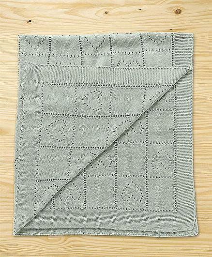 Babyhug Premium Cotton Knitted Blanket - Grey