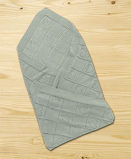Babyhug Premium Cotton Knitted Blanket - Grey