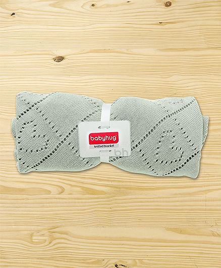 Babyhug Premium Cotton Knitted Blanket - Grey