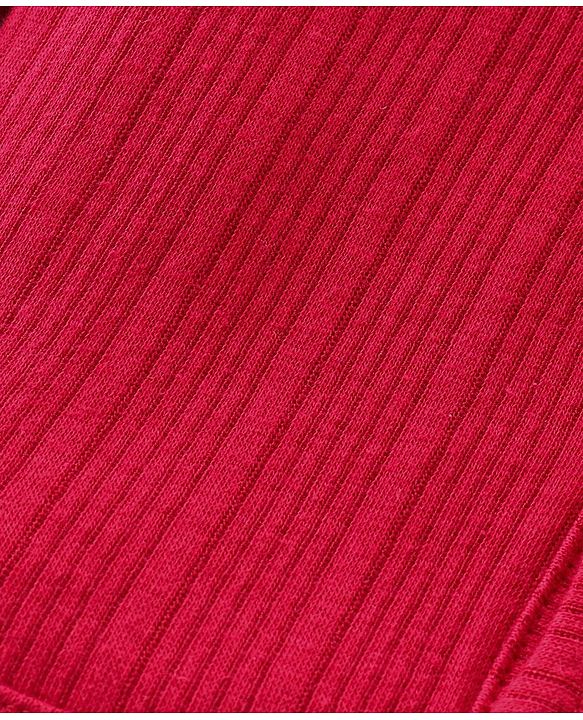Babyhug Full Sleeves Solid Colour Front Open Thermal Vest - Red