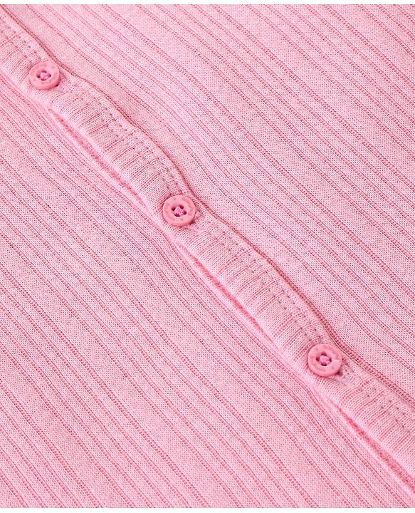 Babyhug Full Sleeves Solid Color Front Open Thermal Vest - Pink
