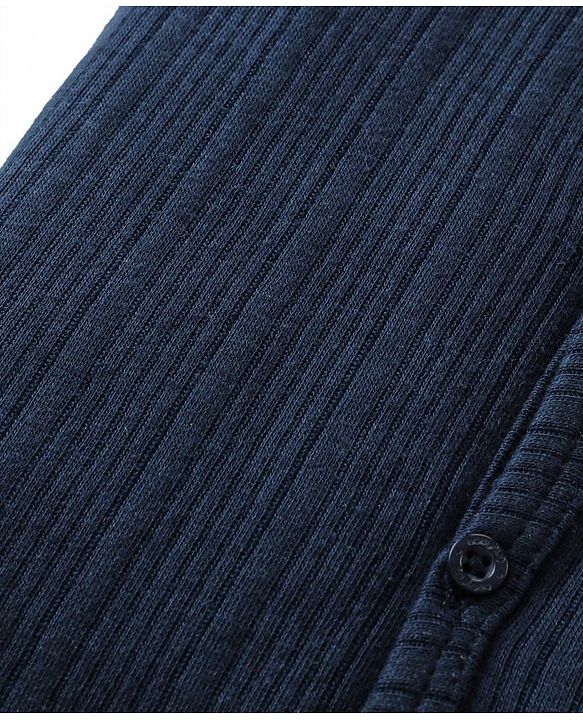 Babyhug Front Open Full Sleeves Solid Color Thermal Vest - Navy Blue