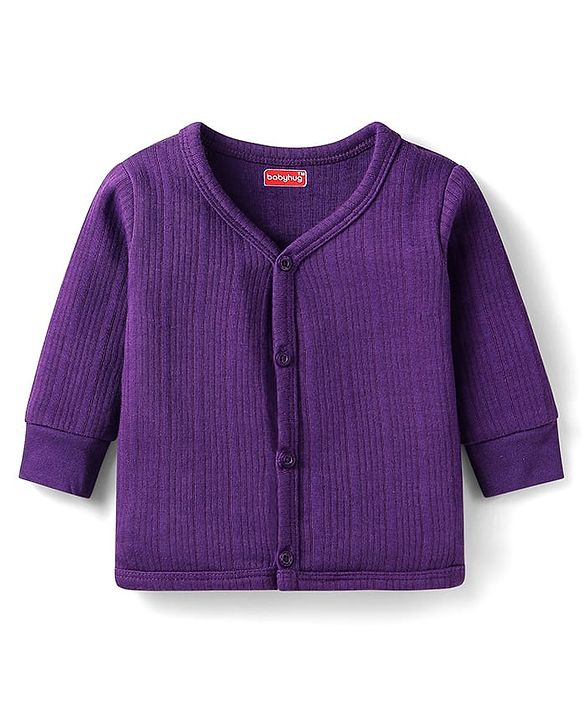 Babyhug Front Open Full Sleeves Solid Color Thermal Vest - Purple