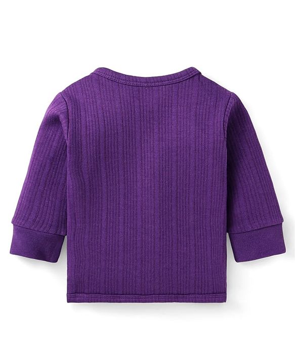 Babyhug Front Open Full Sleeves Solid Color Thermal Vest - Purple
