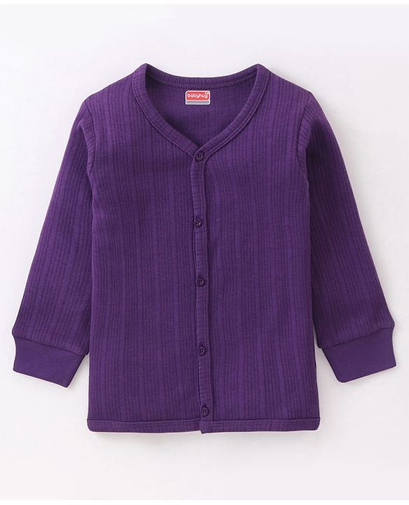 Babyhug Front Open Full Sleeves Solid Color Thermal Vest - Purple
