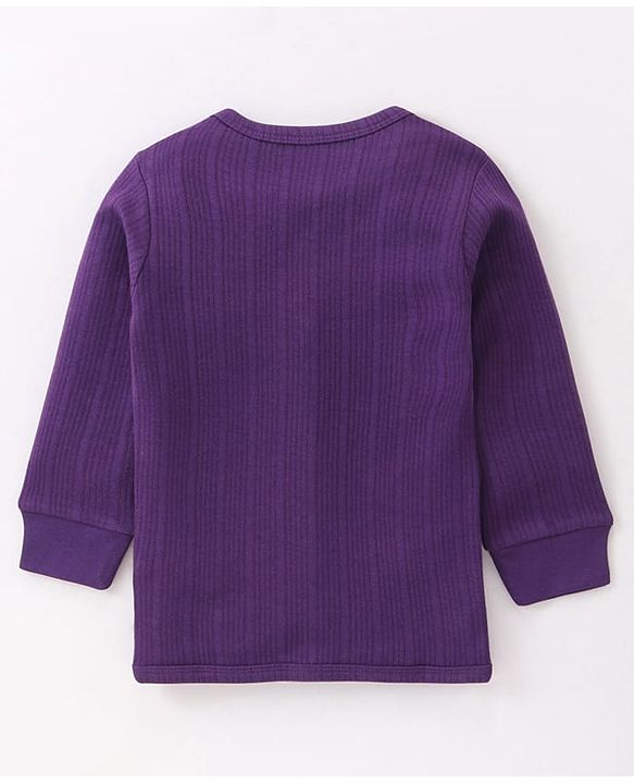 Babyhug Front Open Full Sleeves Solid Color Thermal Vest - Purple