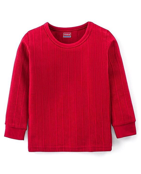Babyhug Pull Over Full Sleeve Solid Color Thermal Vest - Red