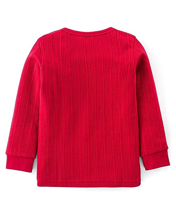 Babyhug Pull Over Full Sleeve Solid Color Thermal Vest - Red