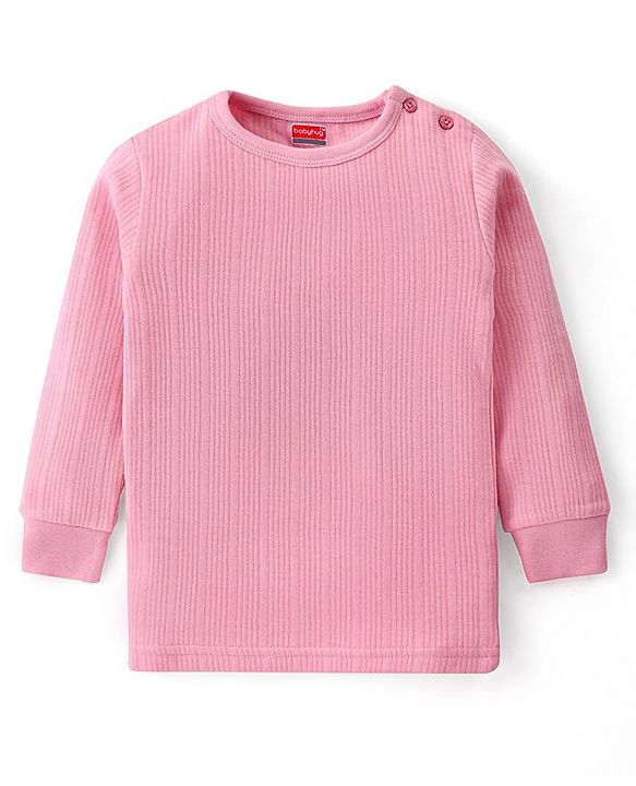 Babyhug Full Sleeves Solid Color Pullover Thermal Vest - Pink