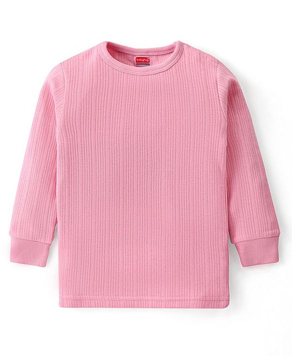 Babyhug Full Sleeves Solid Color Pullover Thermal Vest - Pink