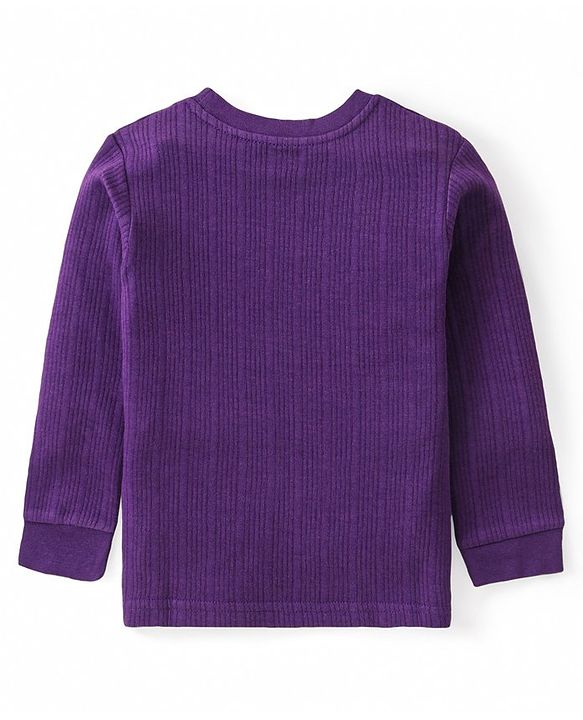 Babyhug Pull Over Full Sleeve Solid Color Thermal Vest - Purple
