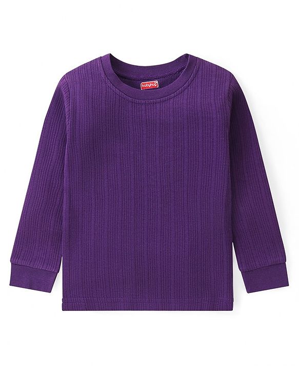 Babyhug Pull Over Full Sleeve Solid Color Thermal Vest - Purple