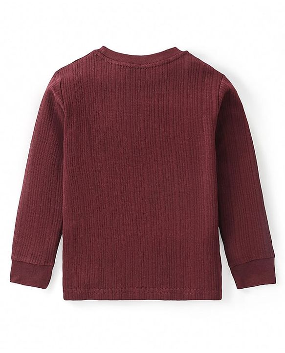 Babyhug Full Sleeves Solid Colour Pullover Thermal Vest - Coffee