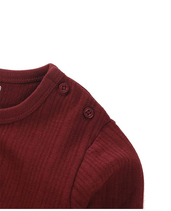 Babyhug Full Sleeves Solid Colour Pullover Thermal Vest - Coffee