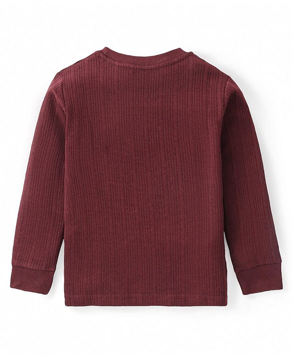 Babyhug Full Sleeves Solid Colour Pullover Thermal Vest - Coffee