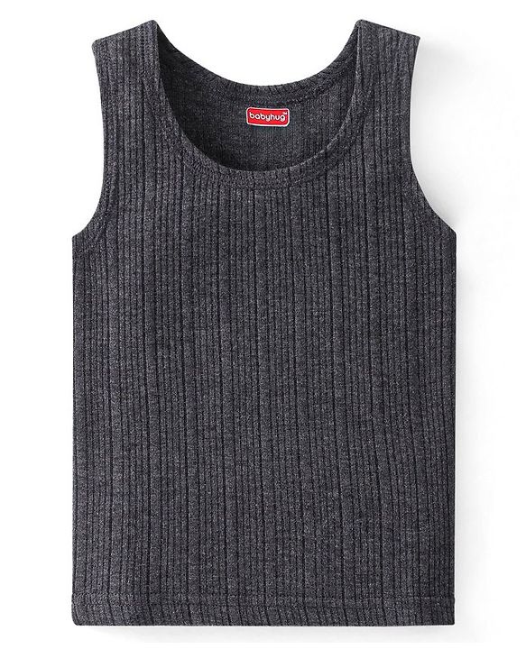Babyhug Sleeveless Pull Over Thermal Vest - Dark Grey