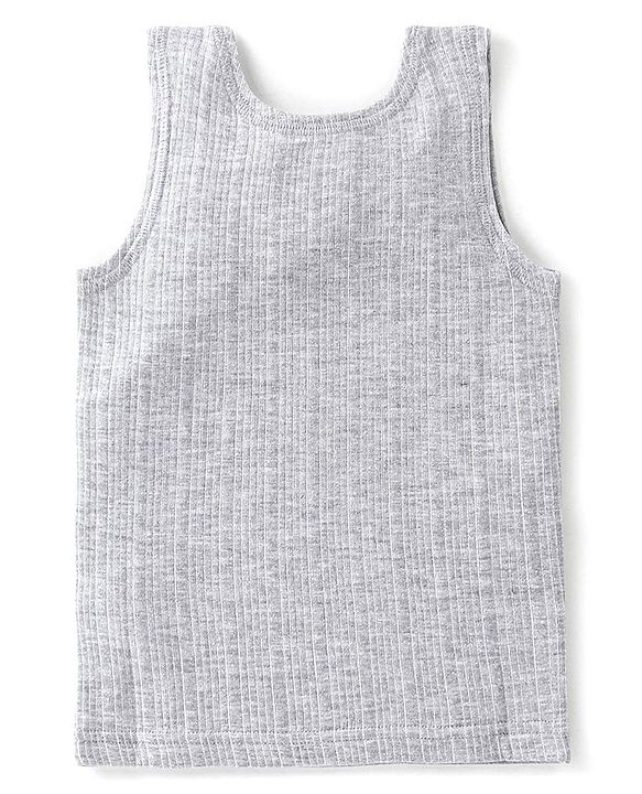 Babyhug Sleeveless Pulover Solid Thermal Vest - Light Grey