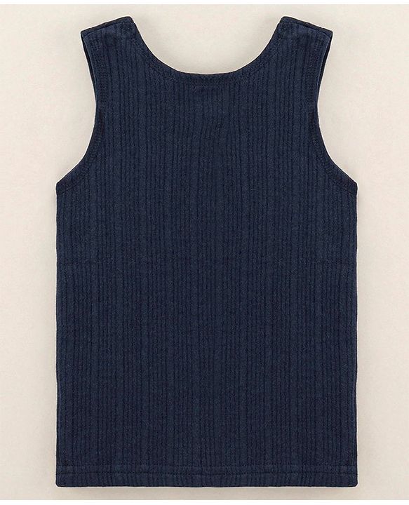 Babyhug Pull Over Sleeveless Thermal Vest Solid Colour - Navy Blue