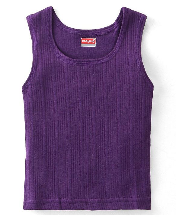 Babyhug Sleeveless Solid Colour Thermal  Pullover Vest - Purple