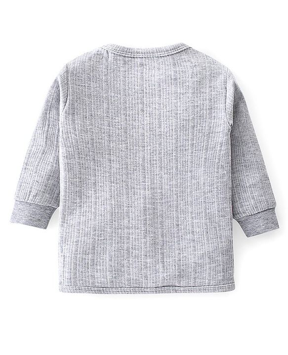 Babyhug Front Open Full Sleeves Solid Colour Thermal Vest & Legging Set - Grey