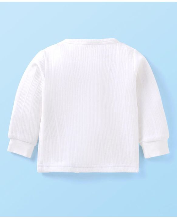 Babyhug Full Sleeves Solid Thermal Vest & Pant Set - White