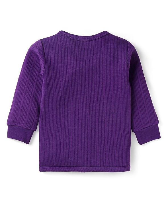 Babyhug Front Open Full Sleeve Vest and Legging Solid Color Thermal Wear  Combo Set -Purple