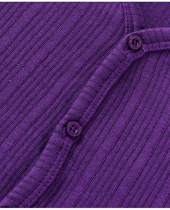Babyhug Front Open Full Sleeve Vest and Legging Solid Color Thermal Wear  Combo Set -Purple