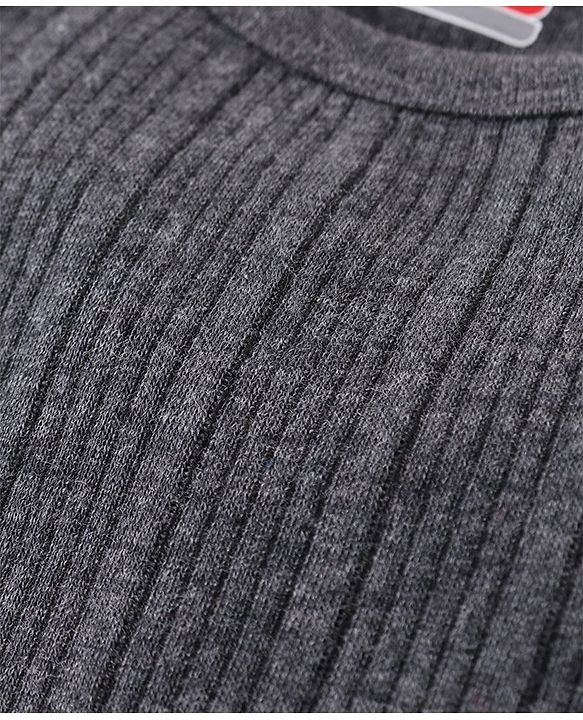 Babyhug Solid Full Sleeves Thermal Vests & Pant Set - Dark Grey